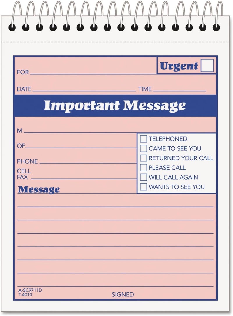 Reg Tops 4010 Important Message Pad, 4-1/4-Inch x6-Inch, 50 Sets, PK/CY Paper - Image 1
